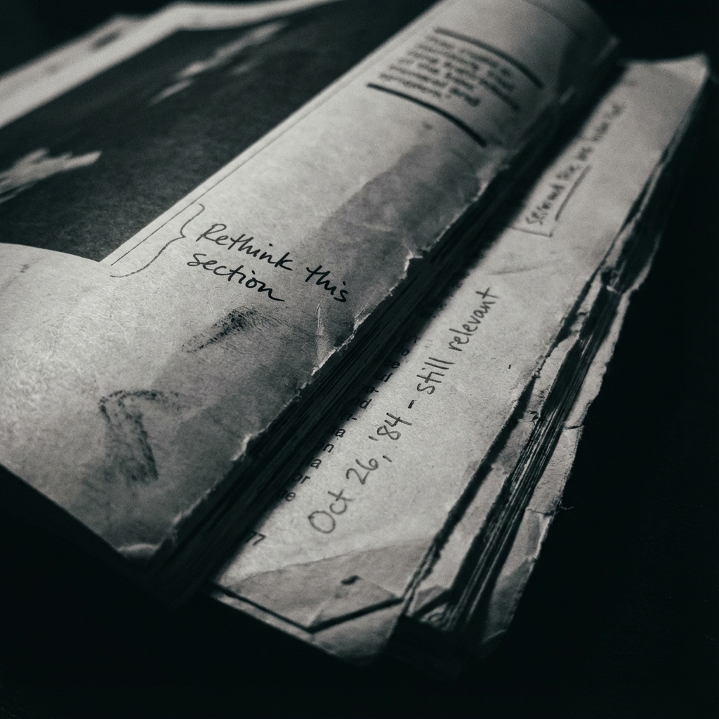 A page from a printed Pondr issue with margin notes